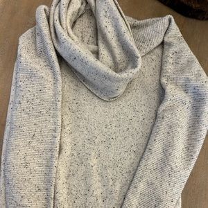 Athlete cowl neck.  Oatmeal with flecks of black